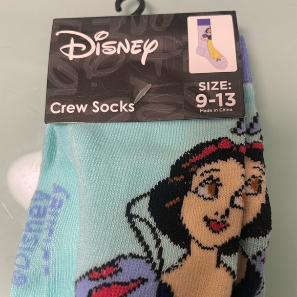NWT Disney Crew Socks Pastel sky blue Snow White Socks size 9-13 mid calf boot - Picture 5 of 9